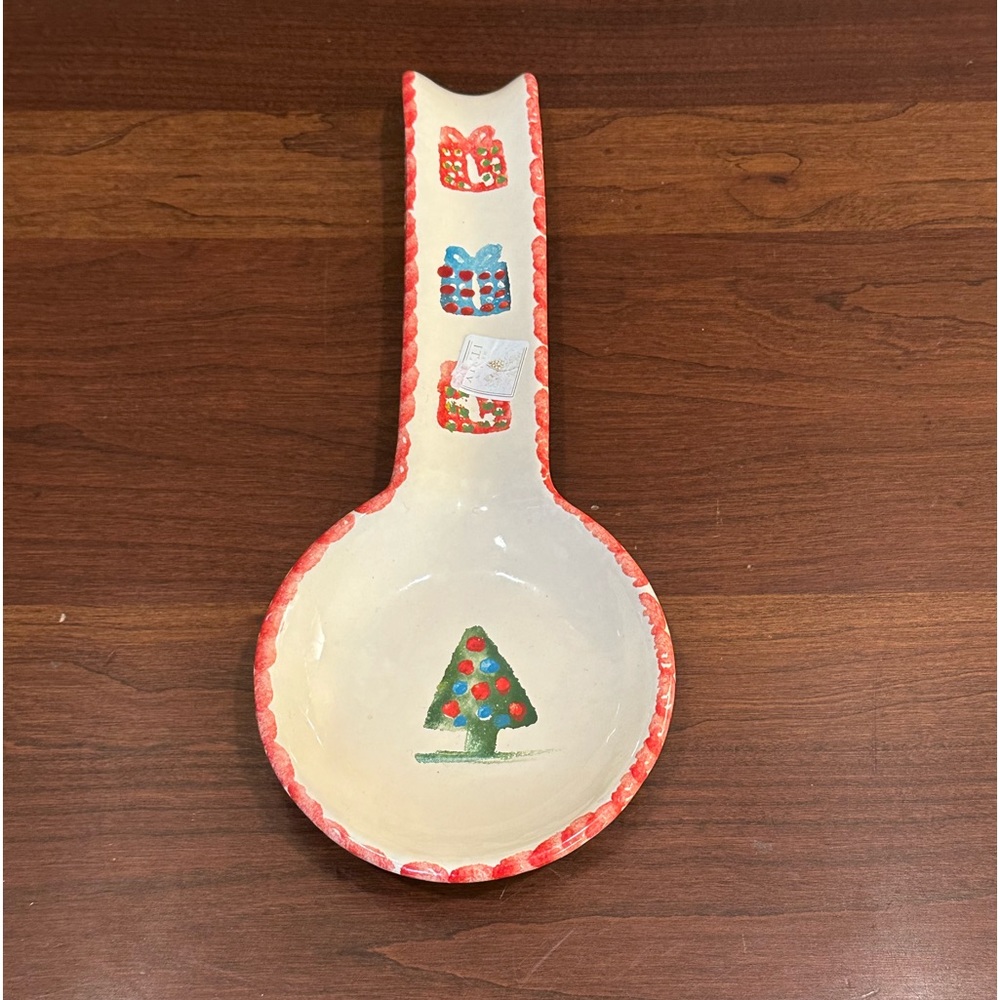 🎄Glazed Ceramic Christmas Spoon Rest Ceramiche Le Favolose Italian Art Pottery